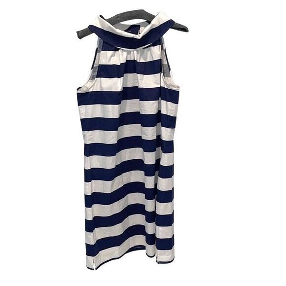 Sail To Sable Womens Striped Sleeveless Cowl‎ Shift Dress Navy White Large NWT - Picture 2 of 10